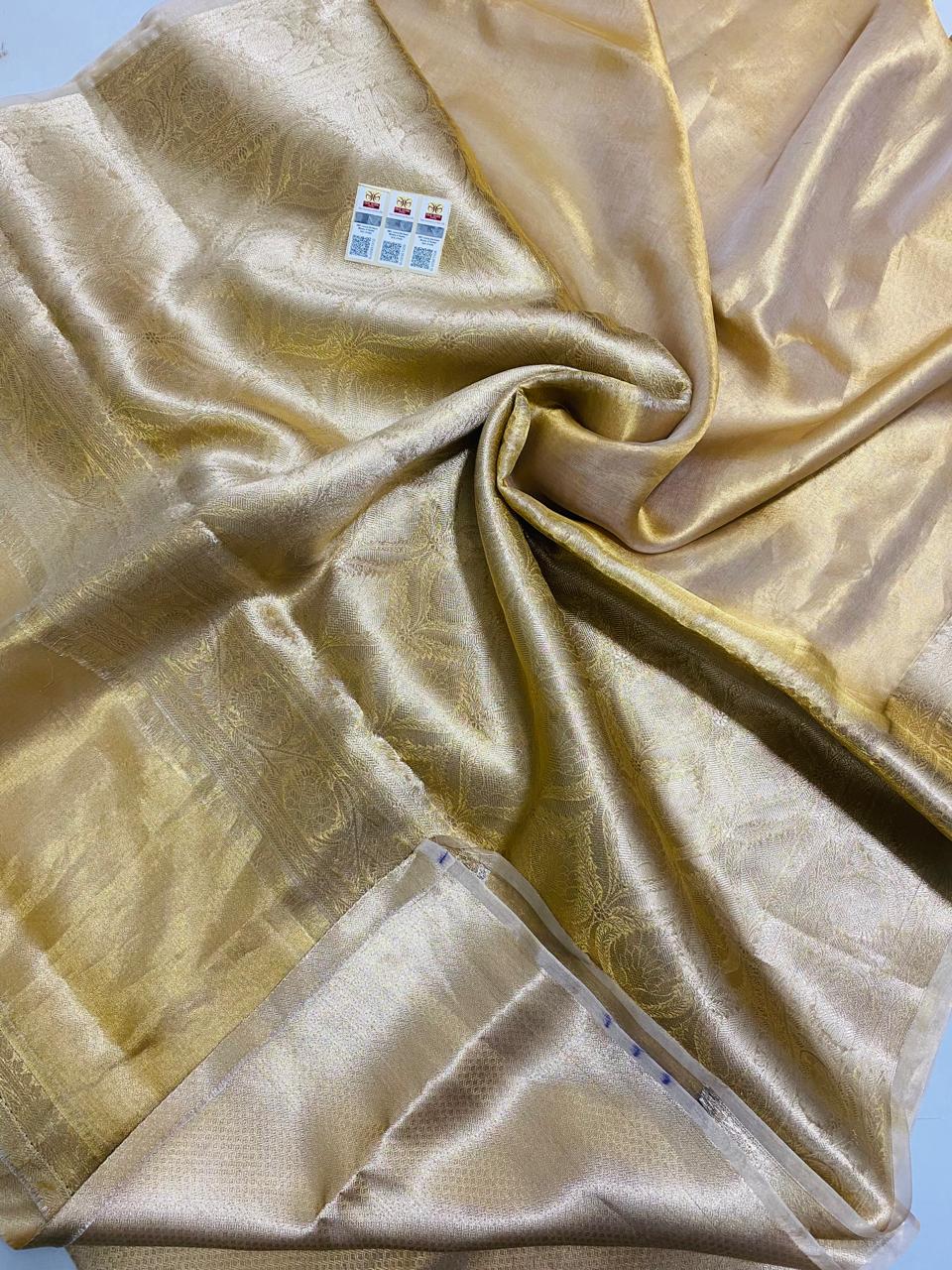 Banarasi Pure Tissue Silk Saree Handwoven with Zari Work | Lightweight & Elegant | Traditional Indian Wedding & Festive Wear for Women