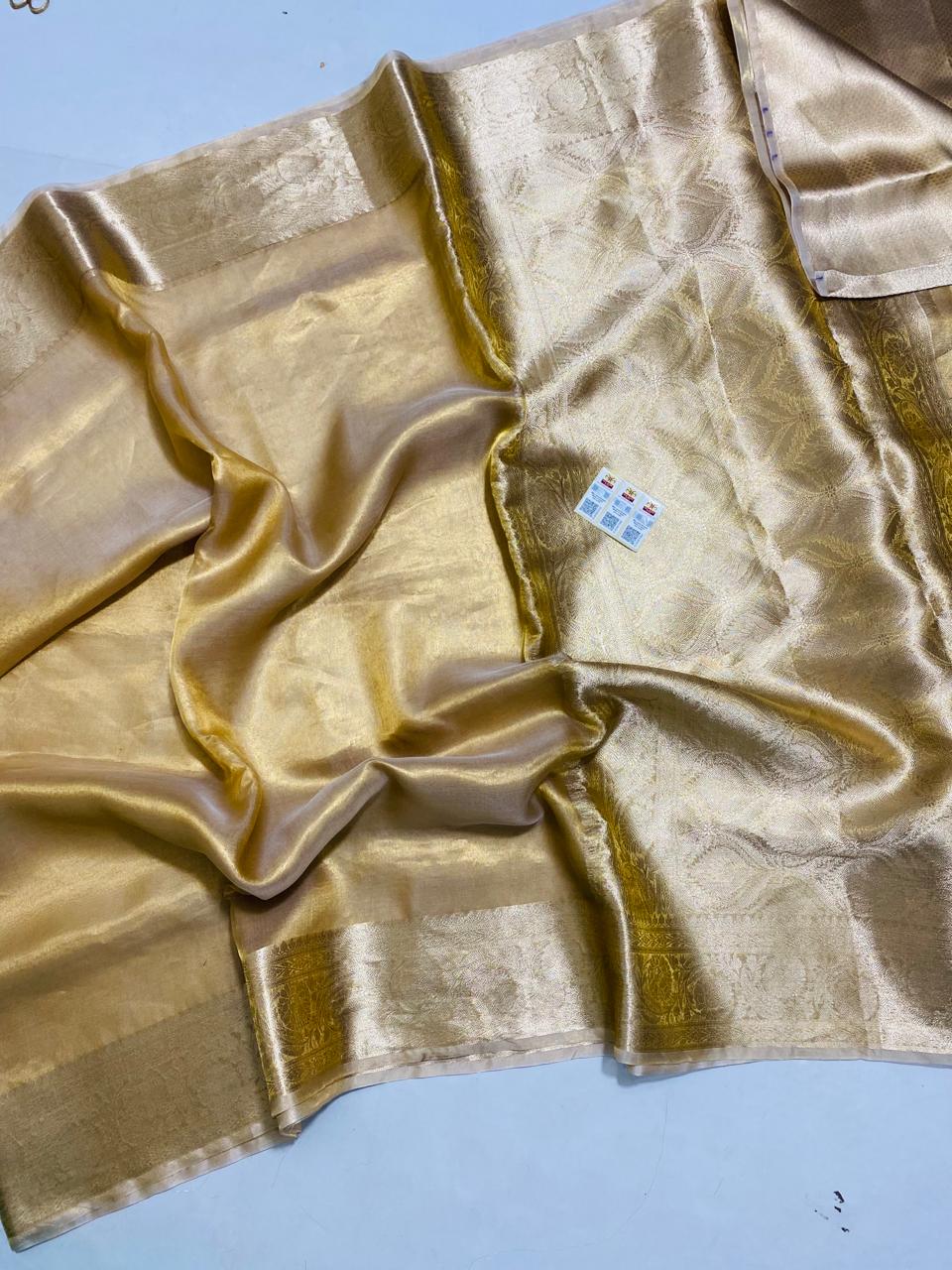 Banarasi Pure Tissue Silk Saree Handwoven with Zari Work | Lightweight & Elegant | Traditional Indian Wedding & Festive Wear for Women