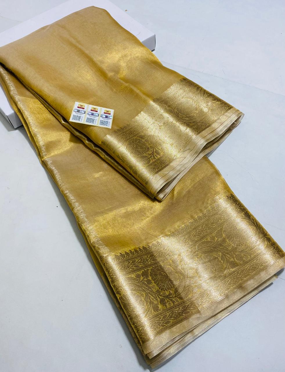 Banarasi Pure Tissue Silk Saree Handwoven with Zari Work | Lightweight & Elegant | Traditional Indian Wedding & Festive Wear for Women