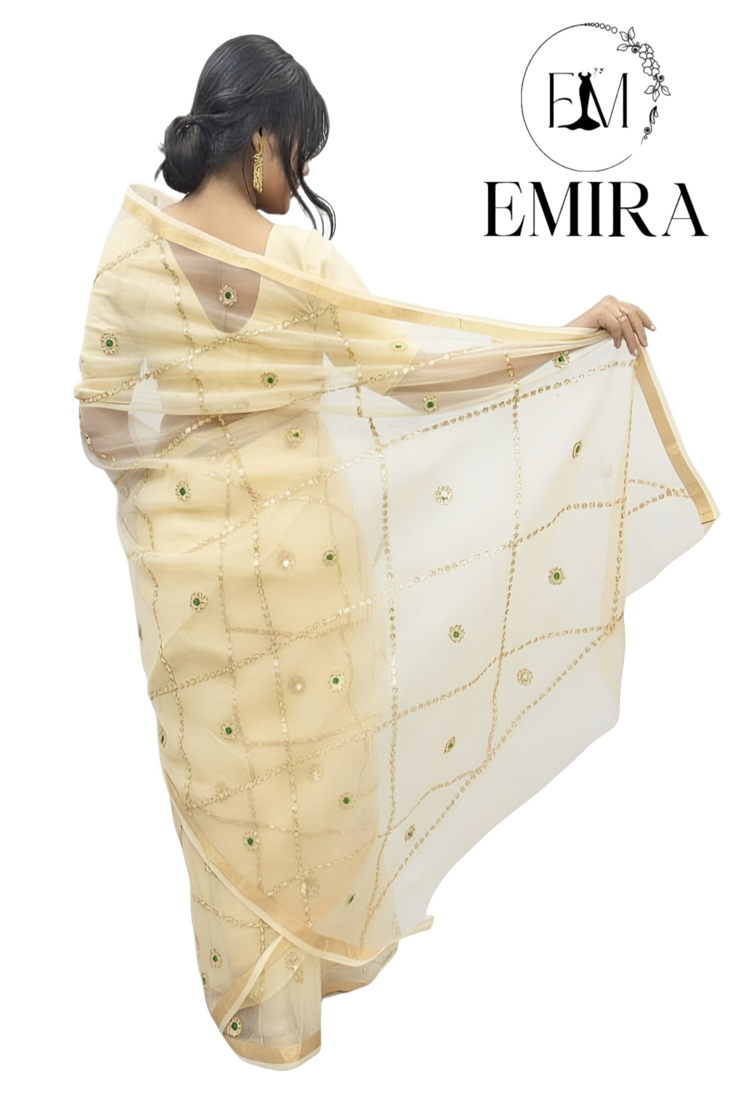 Emira Kota Doria Saree with Gota pati jhal work