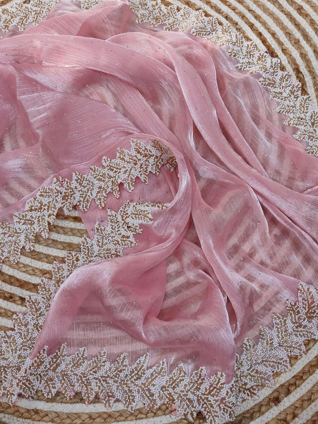 Crystal-Embellished Pure jimmy choo silk With Cut Work Lace Border