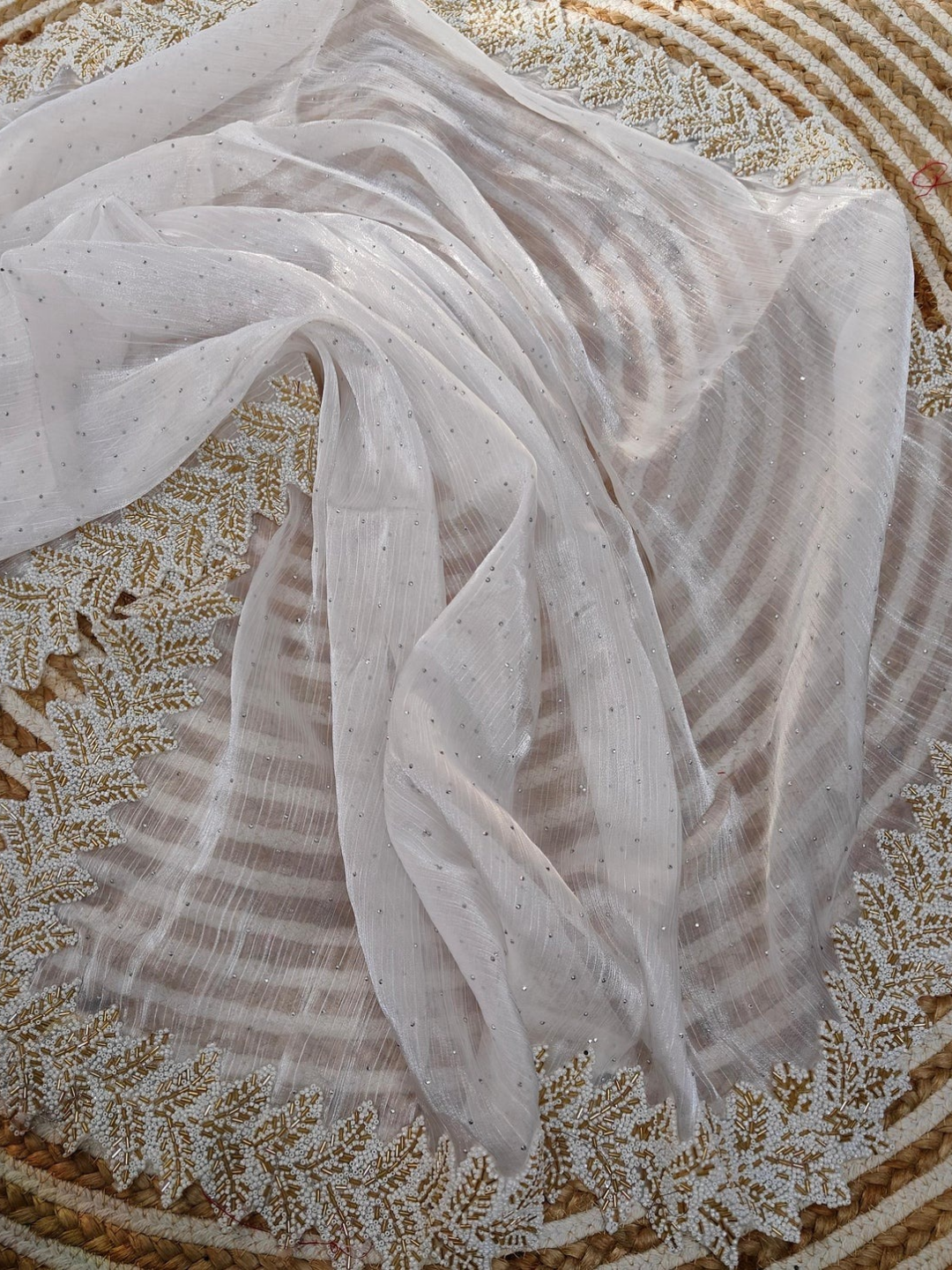 Crystal-Embellished Pure jimmy choo silk With Cut Work Lace Border