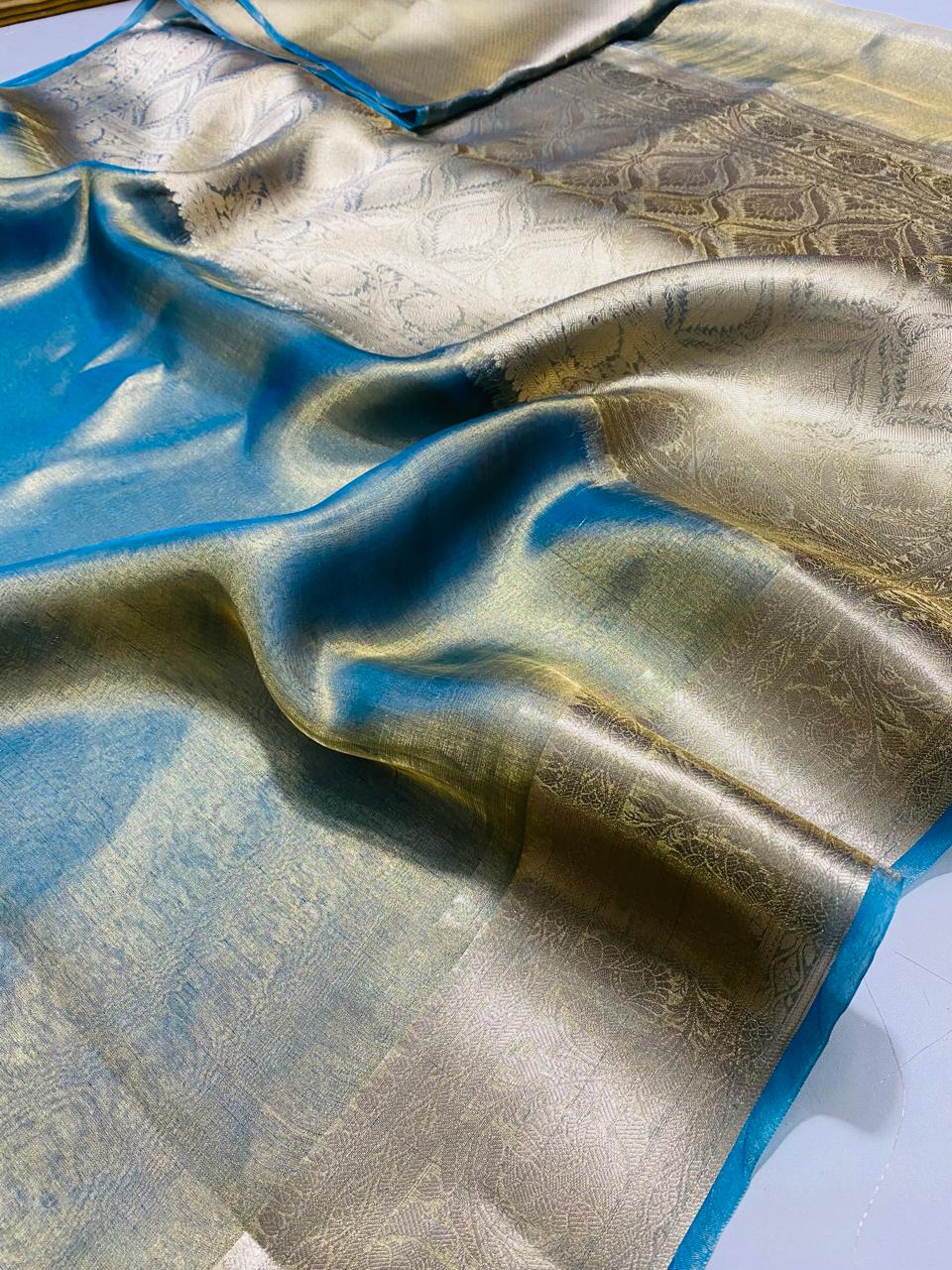 Banarasi Pure Tissue Silk Saree Handwoven with Zari Work | Lightweight & Elegant | Traditional Indian Wedding & Festive Wear for Women