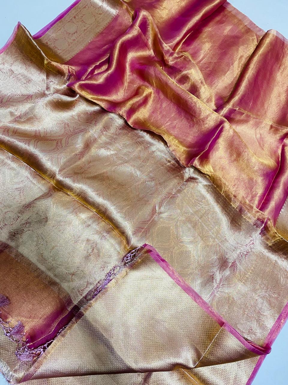 Banarasi Pure Tissue Silk Saree Handwoven with Zari Work | Lightweight & Elegant | Traditional Indian Wedding & Festive Wear for Women