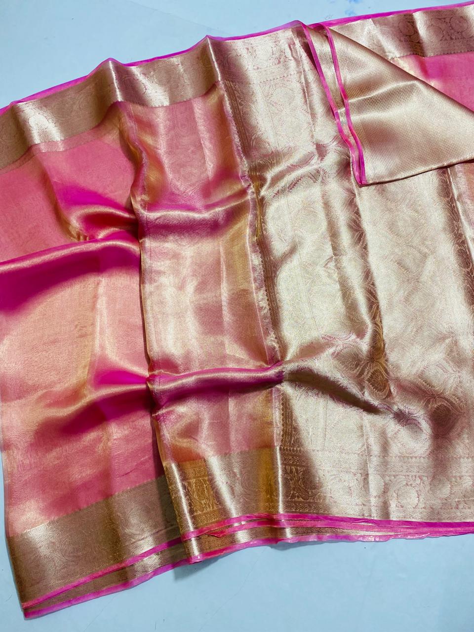 Banarasi Pure Tissue Silk Saree Handwoven with Zari Work | Lightweight & Elegant | Traditional Indian Wedding & Festive Wear for Women