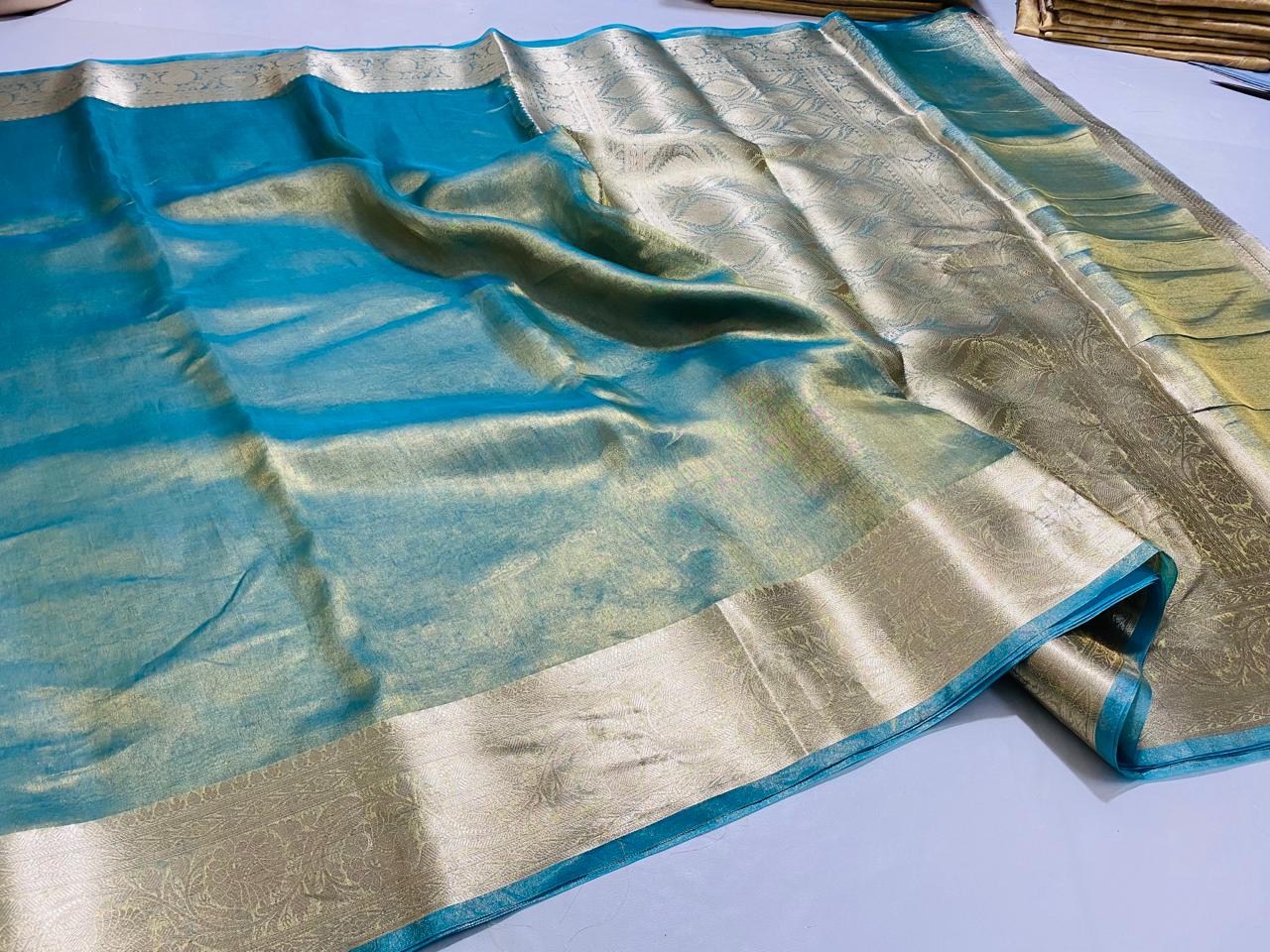 Banarasi Pure Tissue Silk Saree Handwoven with Zari Work | Lightweight & Elegant | Traditional Indian Wedding & Festive Wear for Women