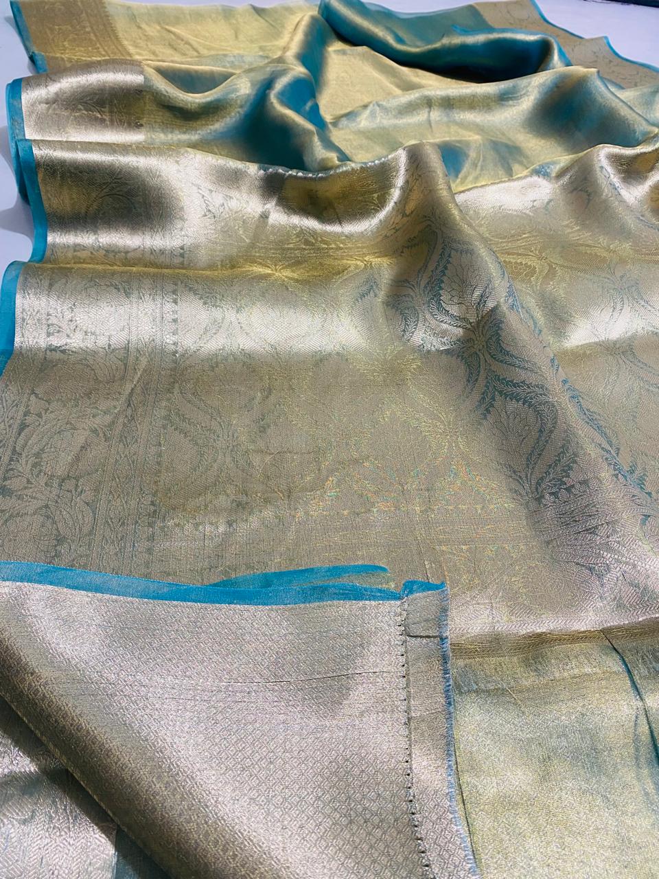 Banarasi Pure Tissue Silk Saree Handwoven with Zari Work | Lightweight & Elegant | Traditional Indian Wedding & Festive Wear for Women