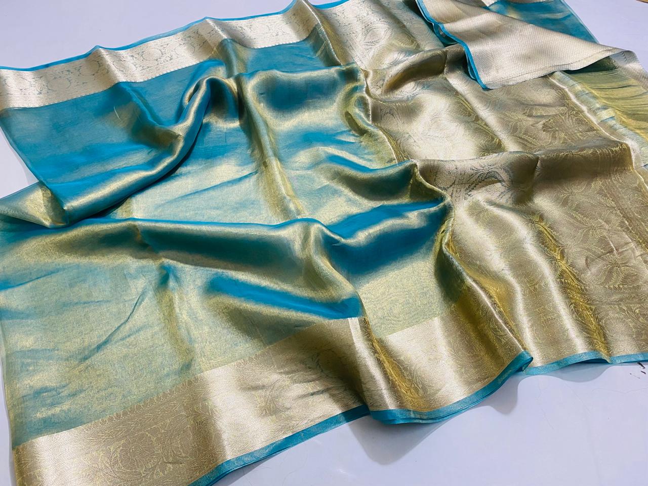 Banarasi Pure Tissue Silk Saree Handwoven with Zari Work | Lightweight & Elegant | Traditional Indian Wedding & Festive Wear for Women