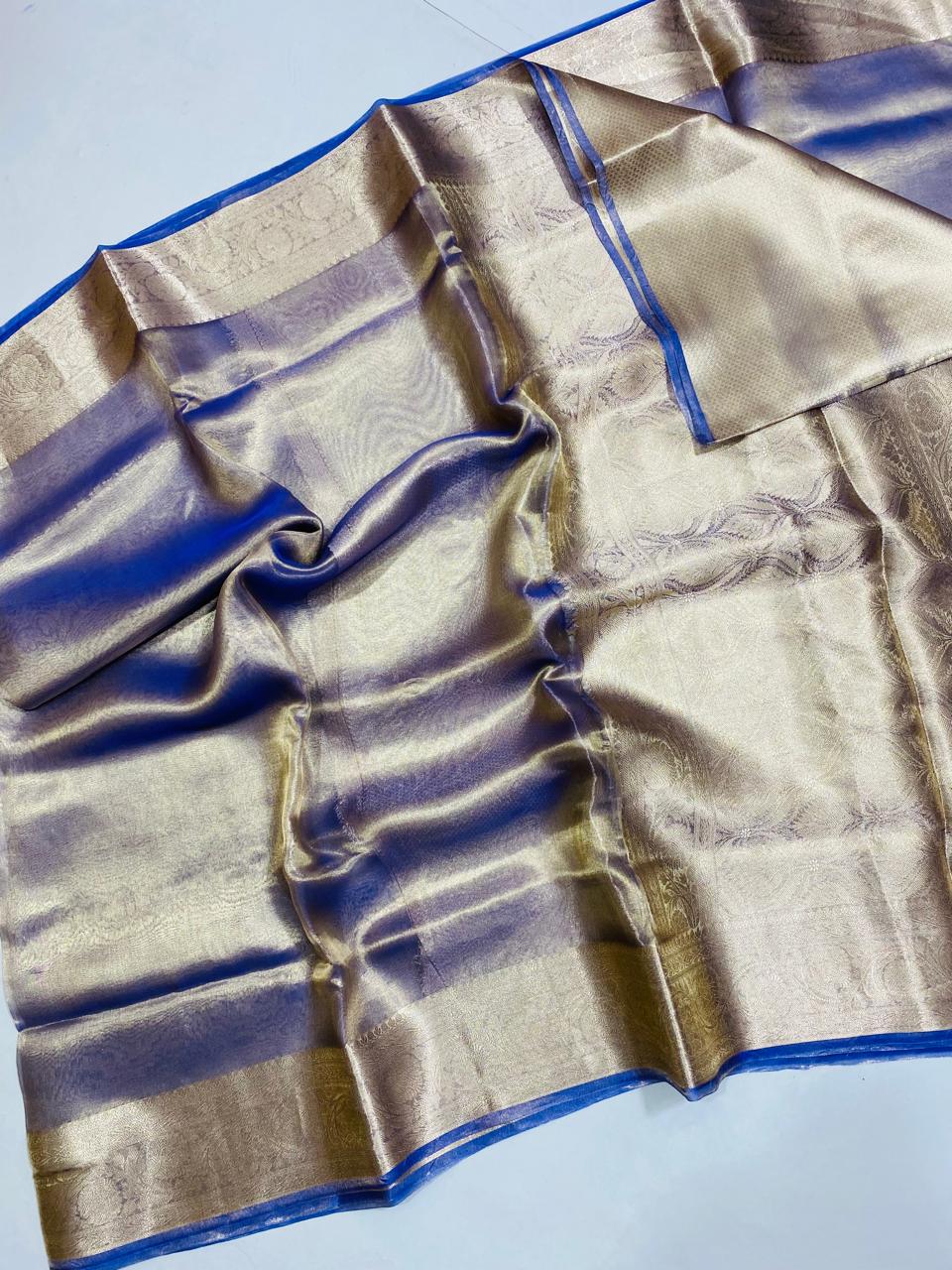 Banarasi Pure Tissue Silk Saree Handwoven with Zari Work | Lightweight & Elegant | Traditional Indian Wedding & Festive Wear for Women