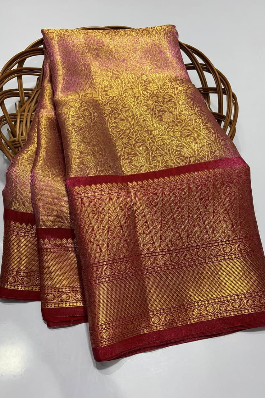 Banarasi Zari Tissue Silk Saree for Women | Soft & Lightweight with Intricate Weaving | Ideal for Weddings, Festivals & Special Occasions