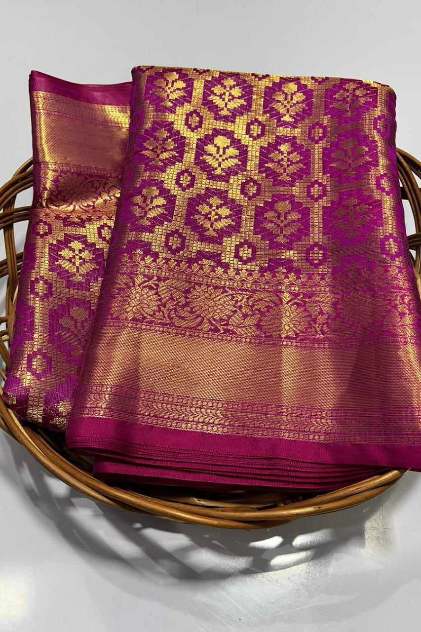 Banarasi Semi Soft Silk Saree for Women | Kanjivaram Style Woven Zari Border | Indian Wedding Festive Party Wear Saree with Blouse Piece
