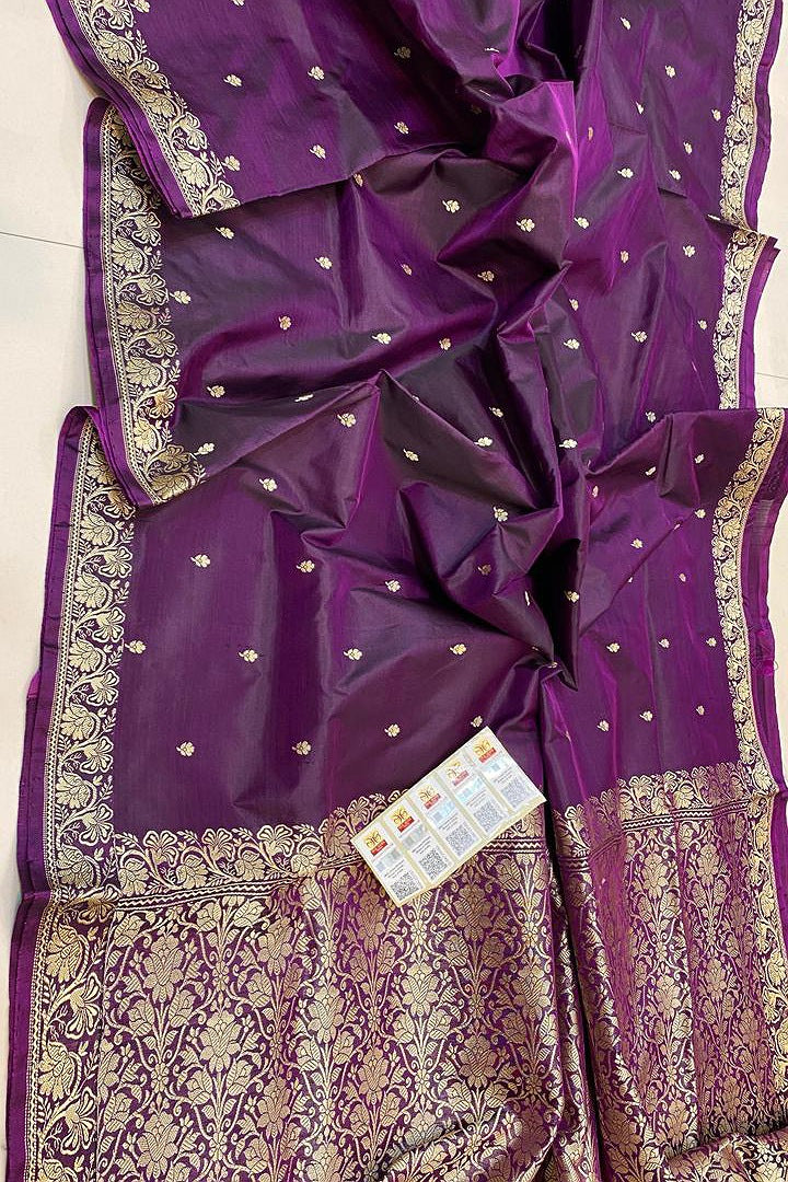 Pure Handloom Banarasi Katan Silk Saree with Resham Work & Silkmark Certified Blouse