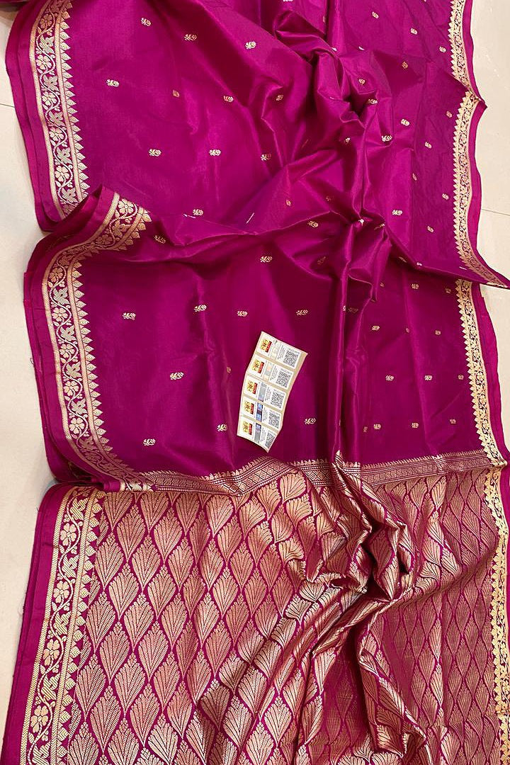 Pure Handloom Banarasi Katan Silk Saree with Resham Work & Silkmark Certified Blouse