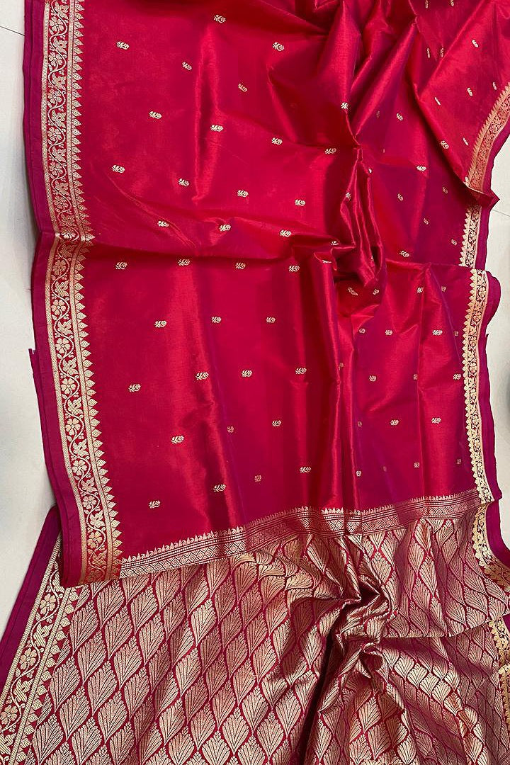 Pure Handloom Banarasi Katan Silk Saree with Resham Work & Silkmark Certified Blouse