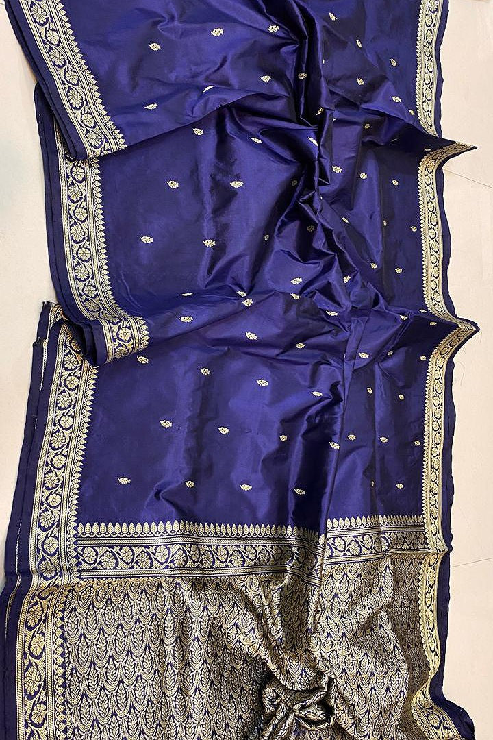 Pure Handloom Banarasi Katan Silk Saree with Resham Work & Silkmark Certified Blouse