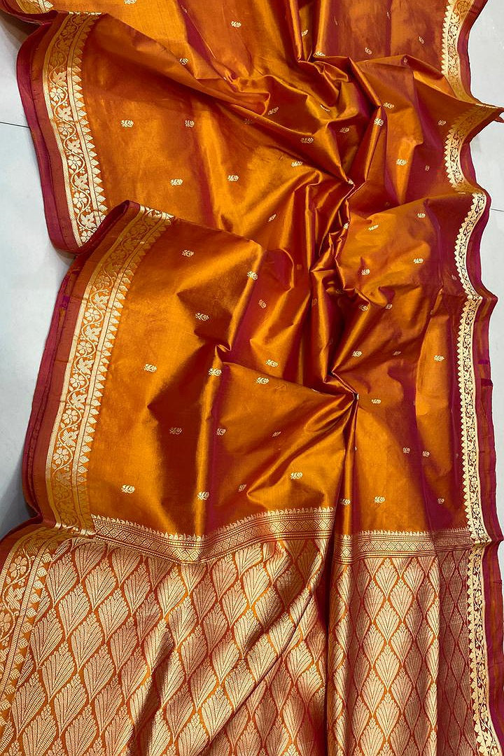 Pure Handloom Banarasi Katan Silk Saree with Resham Work & Silkmark Certified Blouse