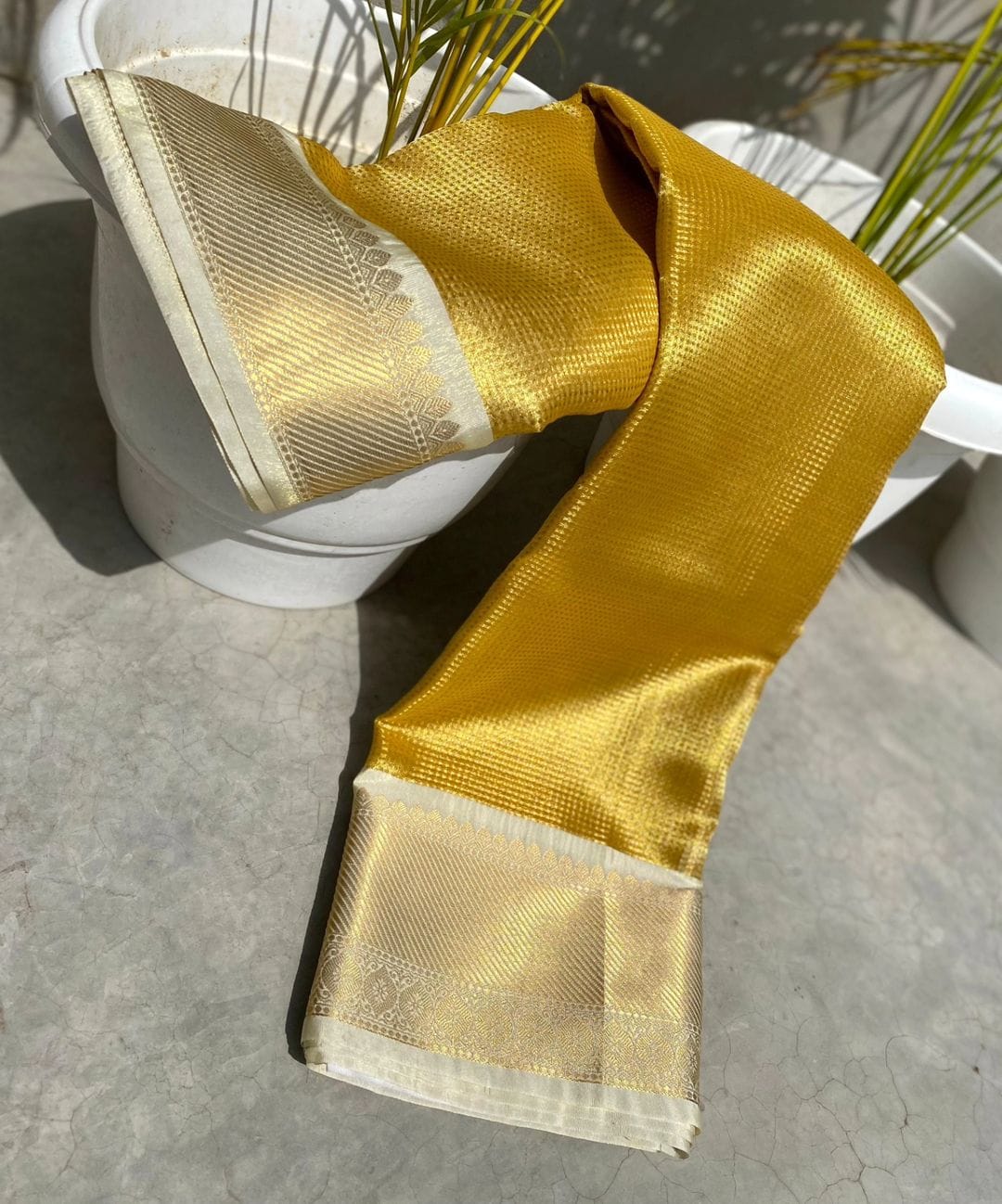 Golden Glow Tissue Silk Bridal Saree Premium