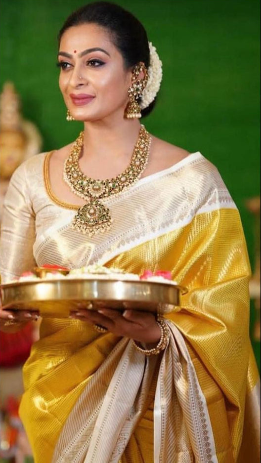 Golden Glow Tissue Silk Bridal Saree Premium