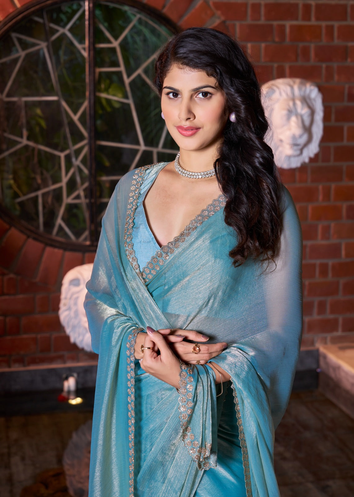 NC Satin Silk Saree with Exquisite Zarkan Handcrafted Design