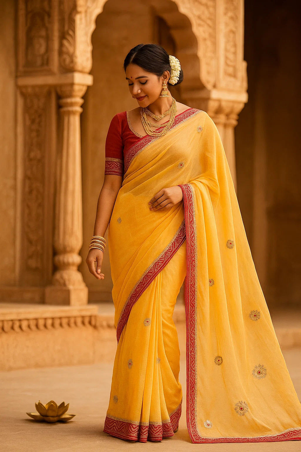 Elegant Kota Doria Saree With Bandhej Gotapatti Border And Two Blouses