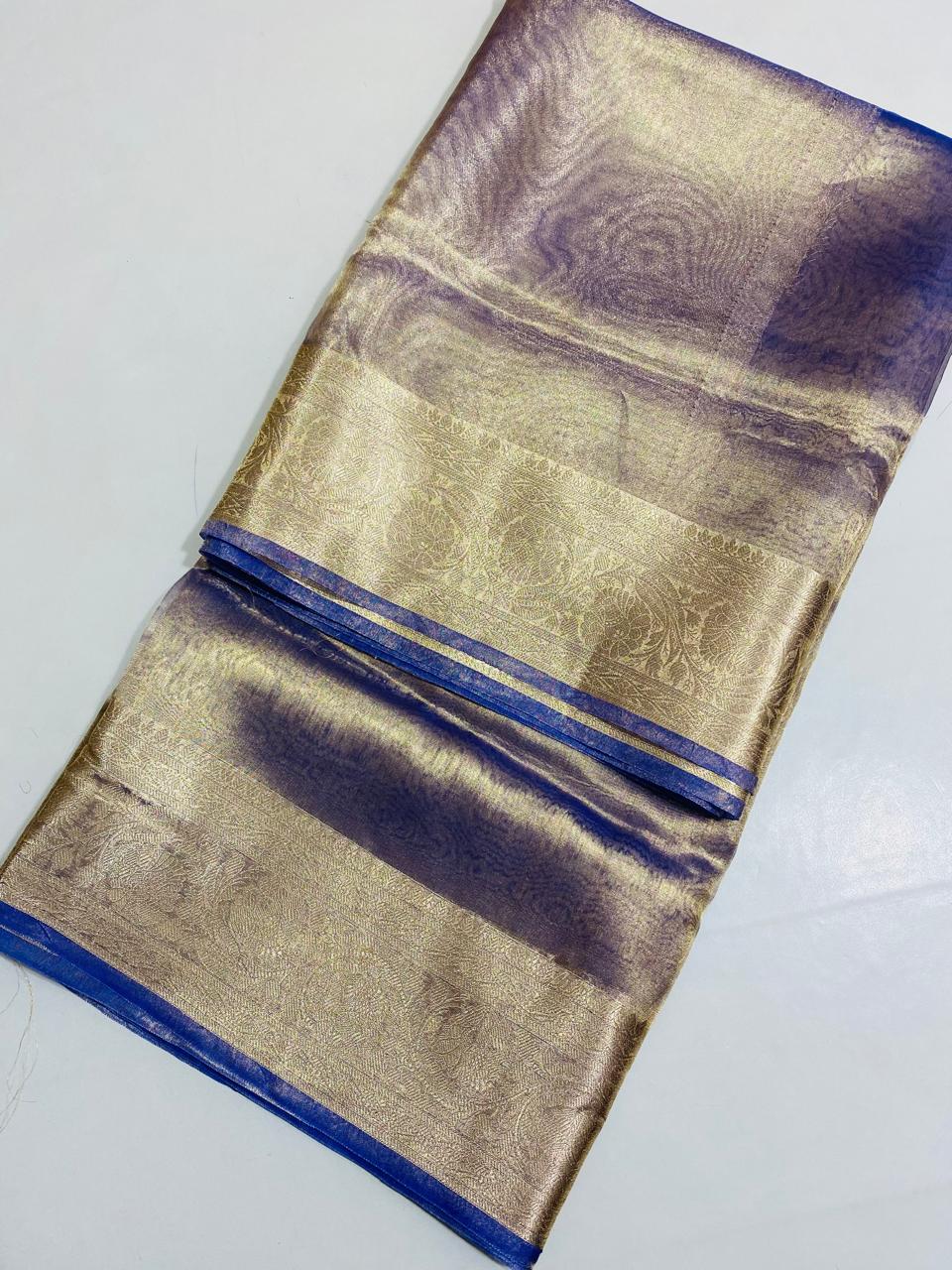 Banarasi Pure Tissue Silk Saree Handwoven with Zari Work | Lightweight & Elegant | Traditional Indian Wedding & Festive Wear for Women