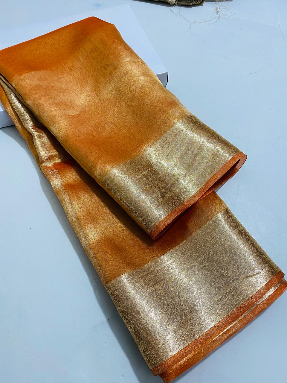 Banarasi Pure Tissue Silk Saree Handwoven with Zari Work | Lightweight & Elegant | Traditional Indian Wedding & Festive Wear for Women
