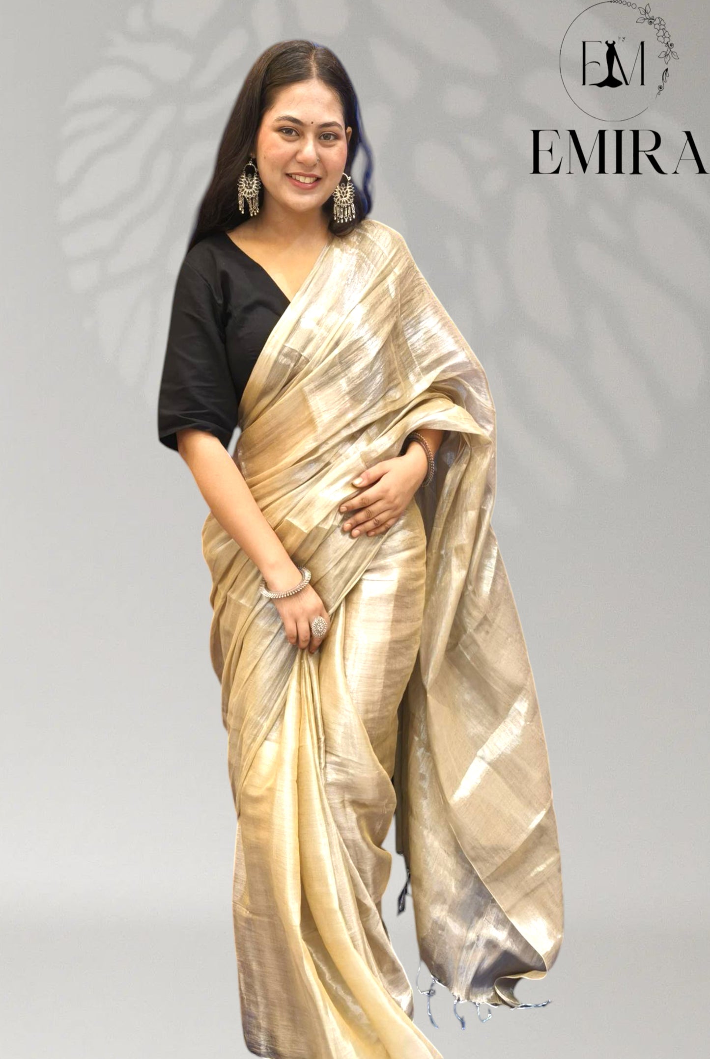 Emira Metallic Tissue Cotton Saree