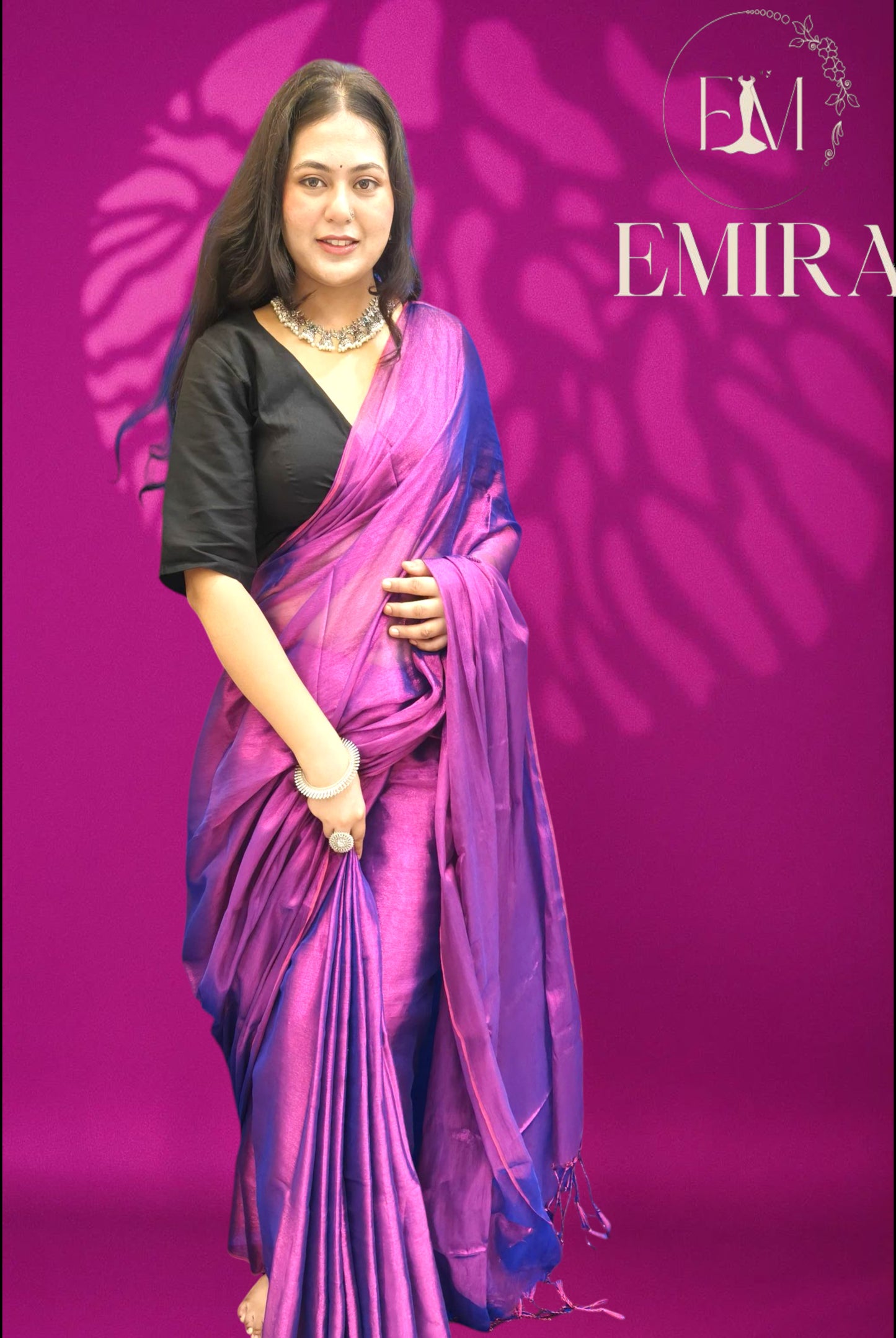 Emira Metallic Tissue Cotton Saree