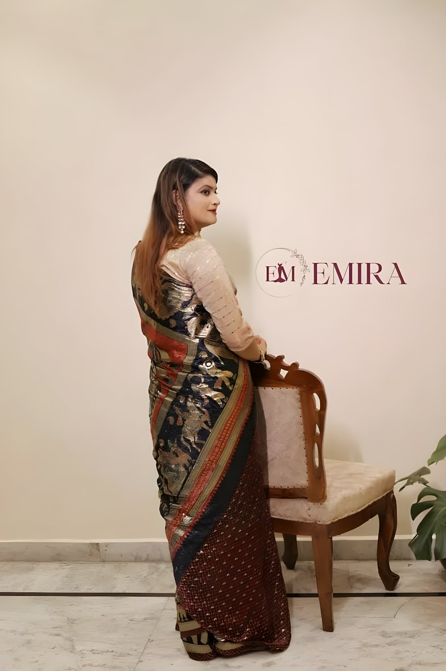 Navy Royal Parade Handcrafted Gajji Silk Maharani Saree