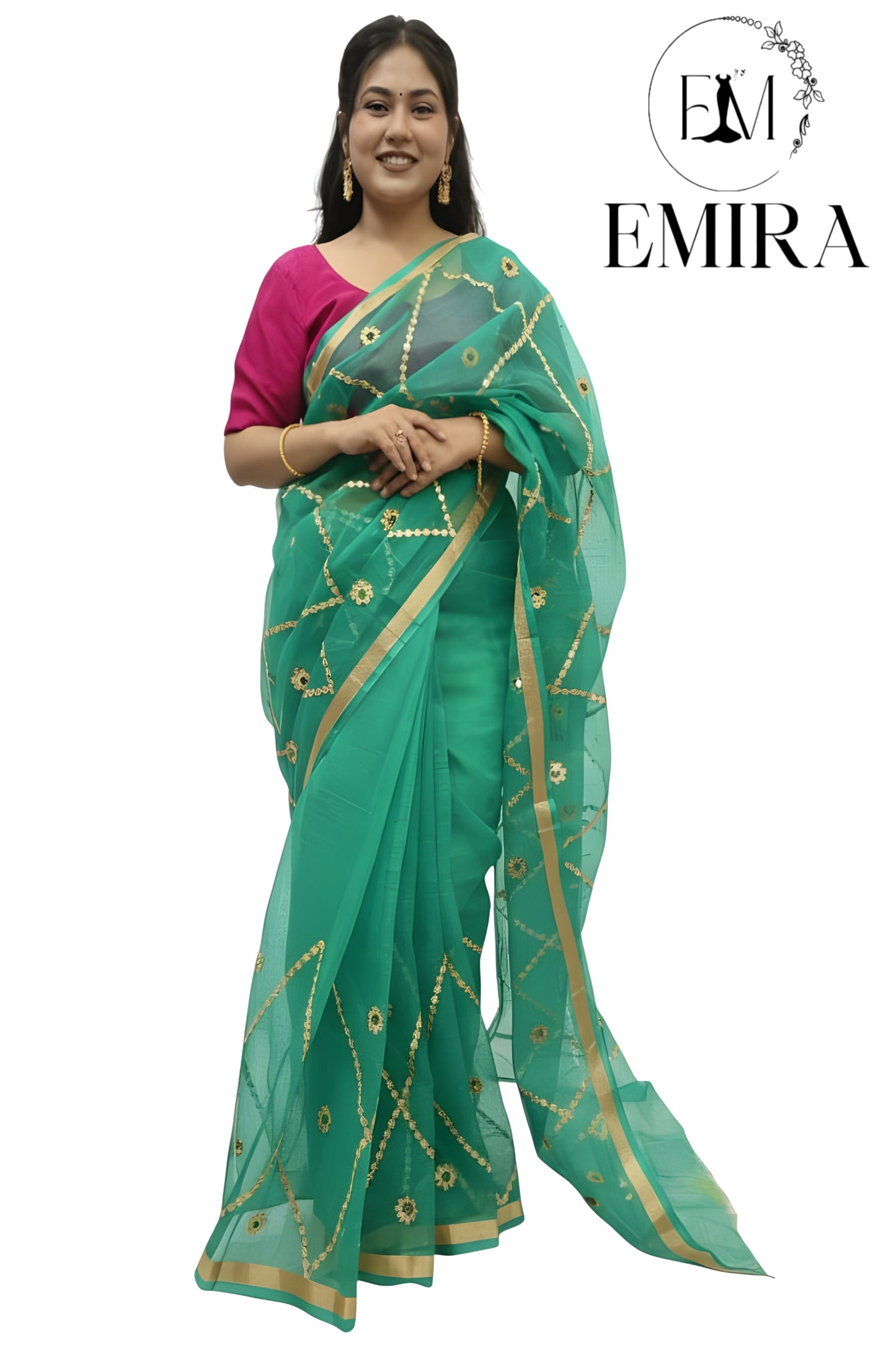 Emira Kota Doria Saree with Gota pati jhal work