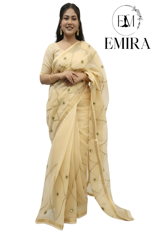 Emira Kota Doria Saree with Gota pati jhal work