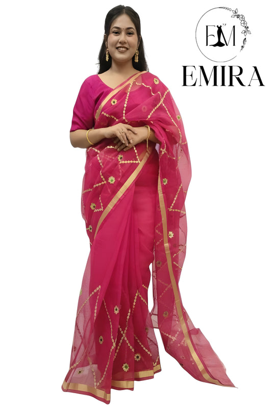 Emira Kota Doria Saree with Gota pati jhal work
