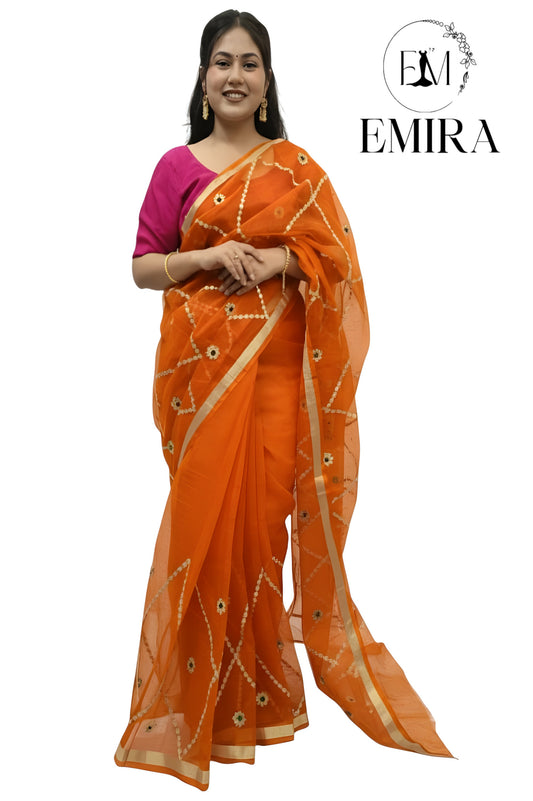 Emira Kota Doria Saree with Gota pati jhal work
