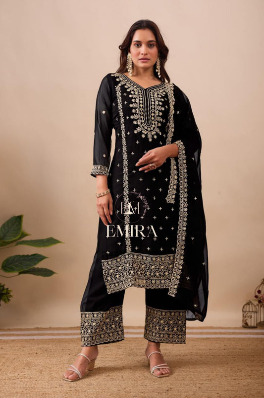 Emira SPECIAL DESIGNER HEAVY EMBROIDERY SEQUENCE WORK TOP PENT WITH DUPATTA SET