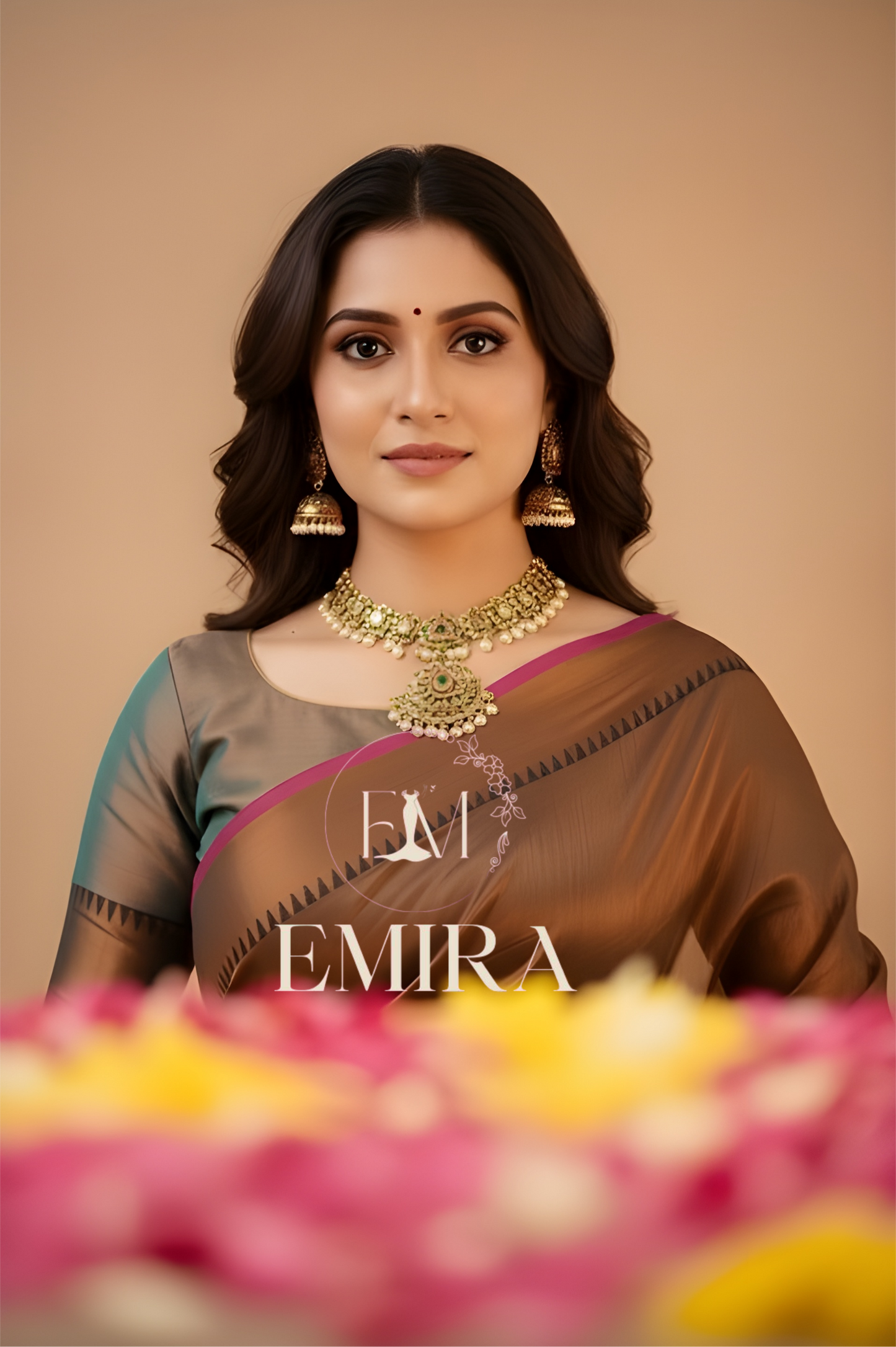 Emira Copper Handloom Style Cotton Tissue Saree