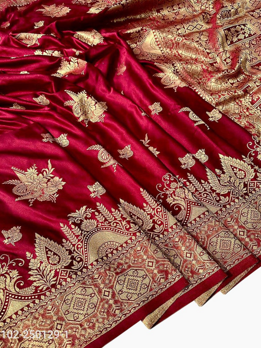 Golden Radiance Mashru Silk Banarasi Saree with Zari Work