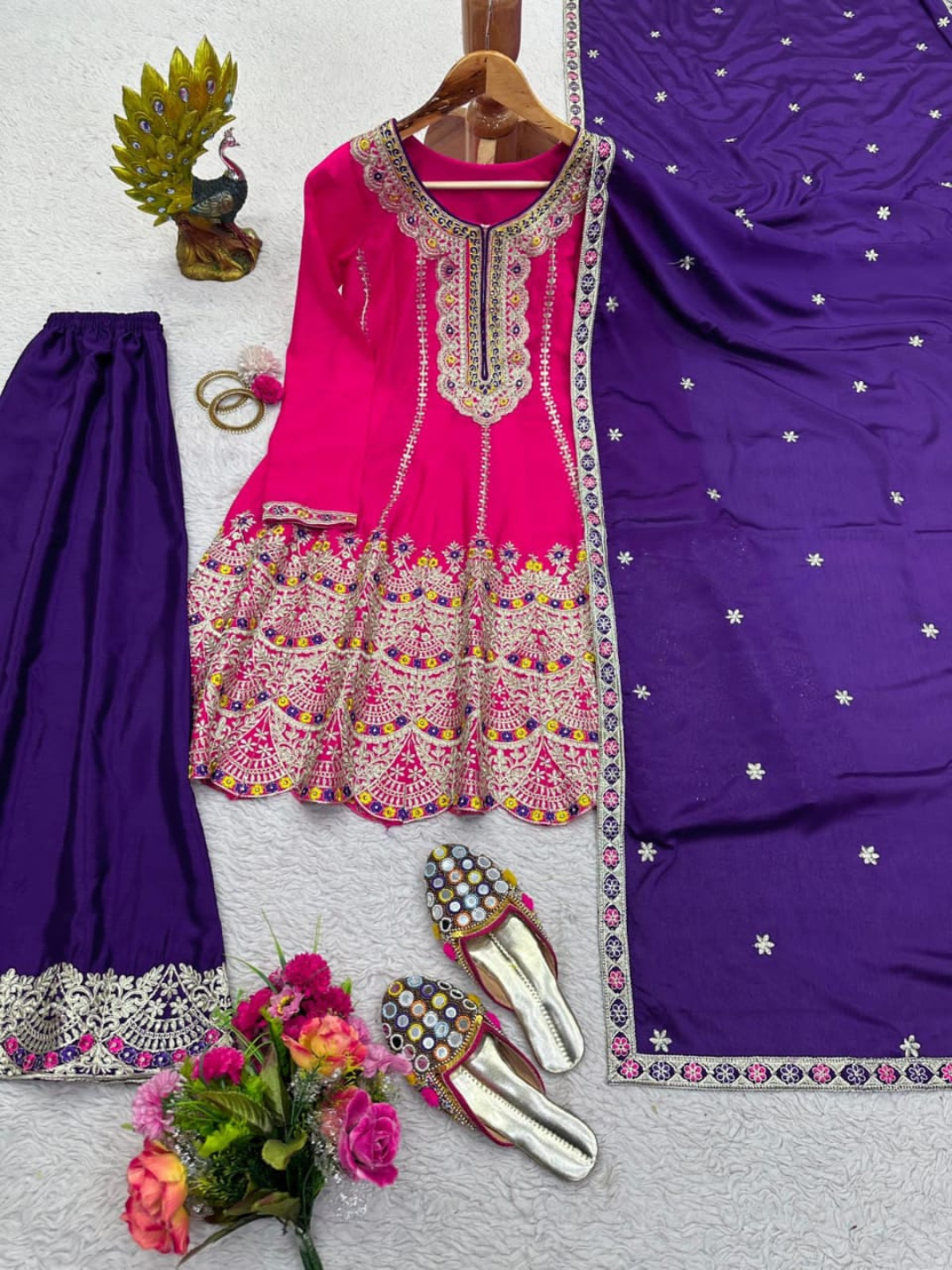 Embroidered Sharara Suit Set