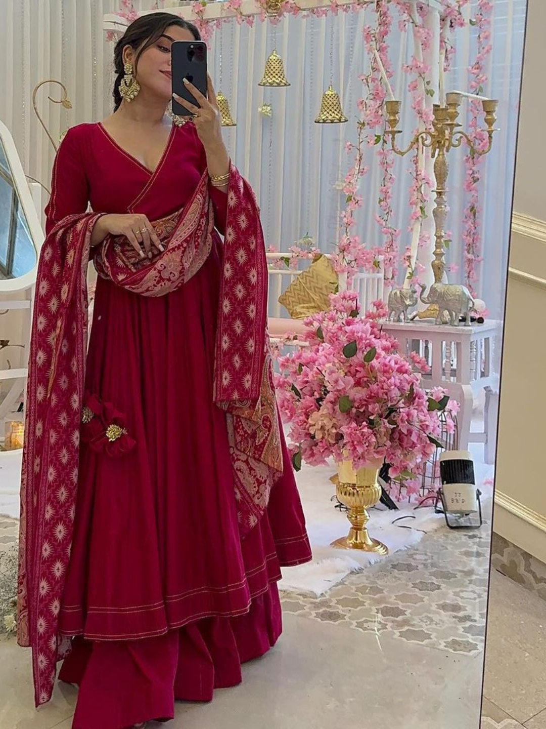 Pure Chinon Anarkali suit of huge flair