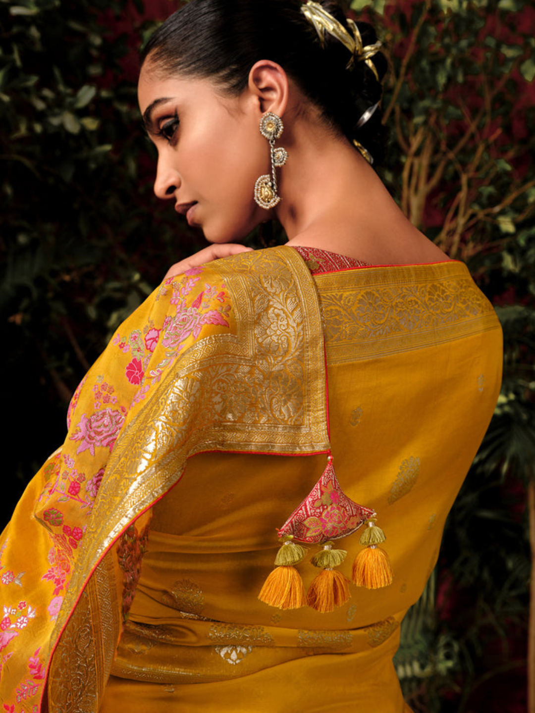 Turmuric Yellow Woven Designer Banarasi Silk Saree