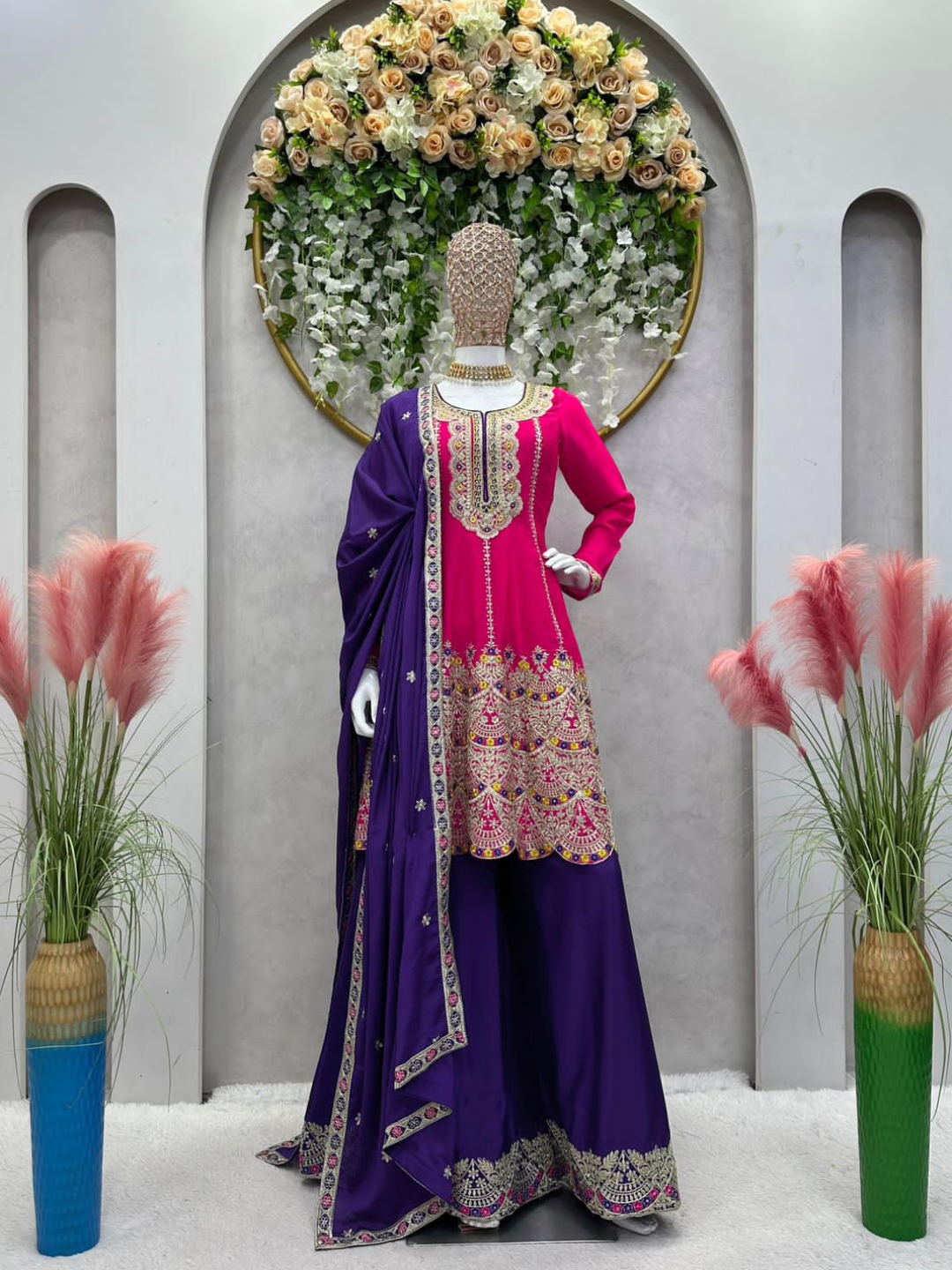 Embroidered Sharara Suit Set