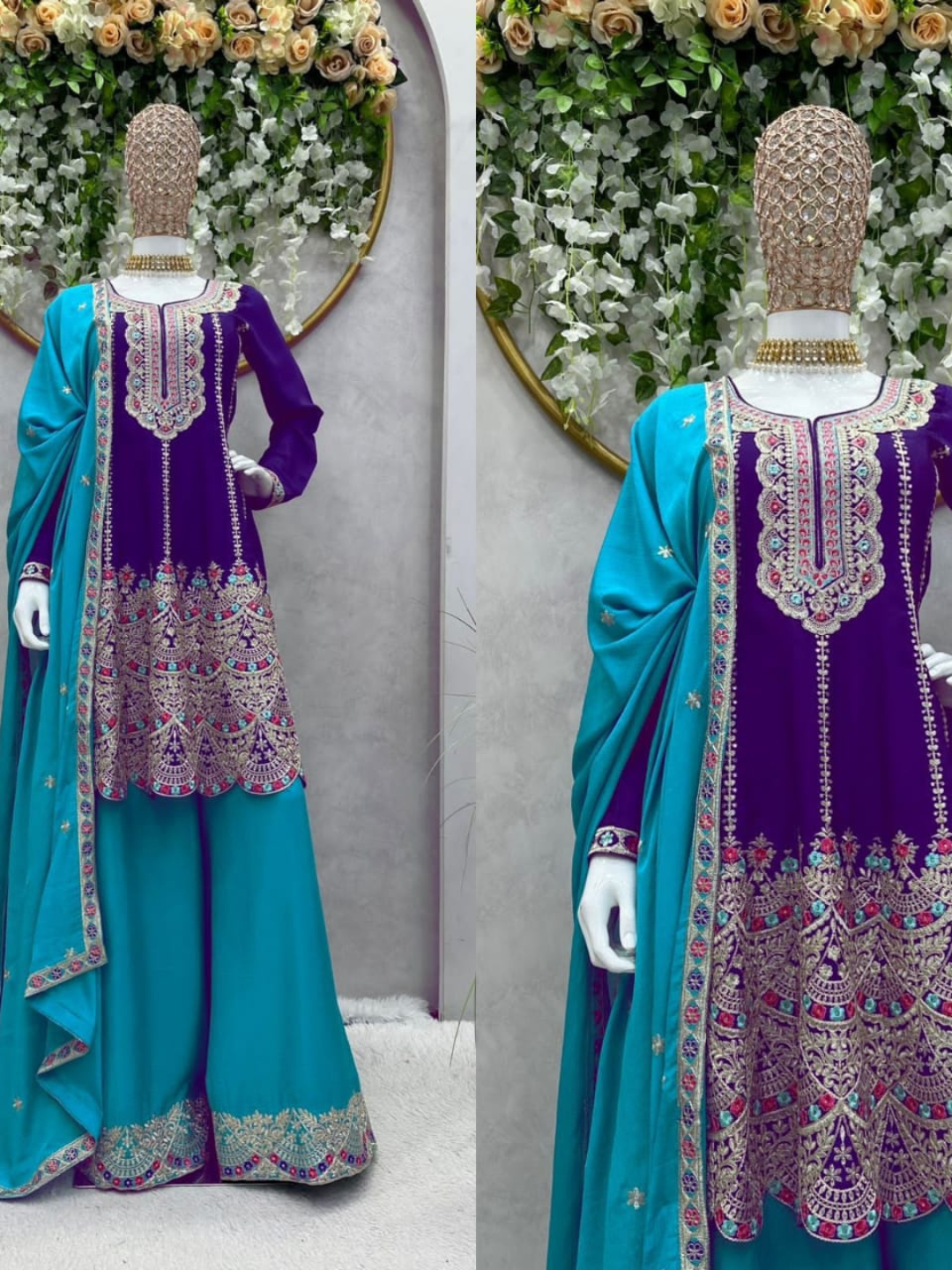 Embroidered Sharara Suit Set