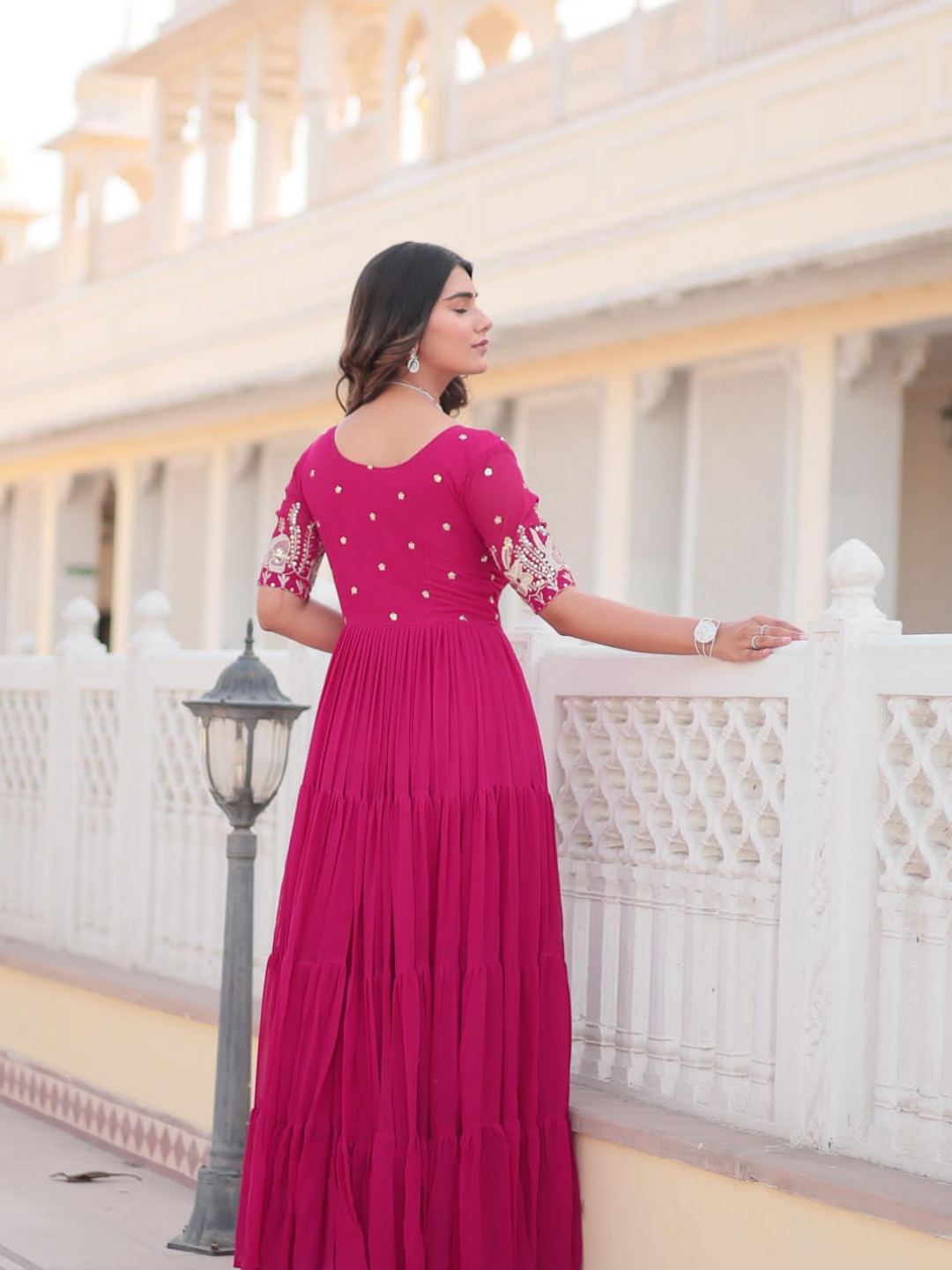 Embroidered Flared Ethnic Dress