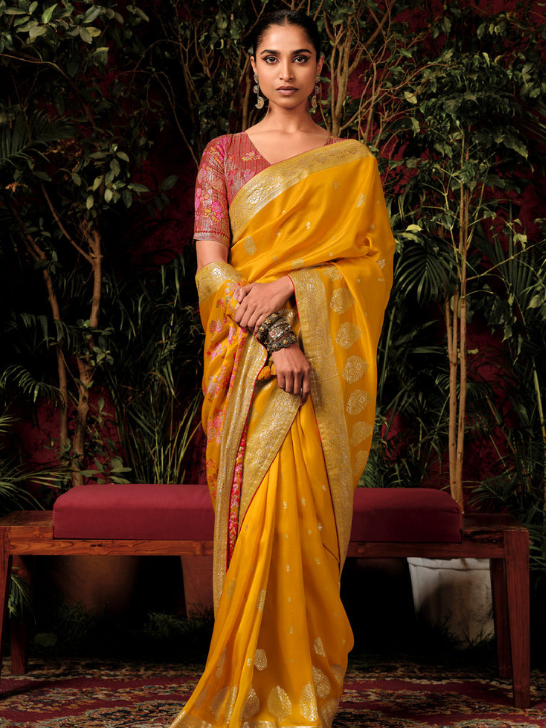 Turmuric Yellow Woven Designer Banarasi Silk Saree