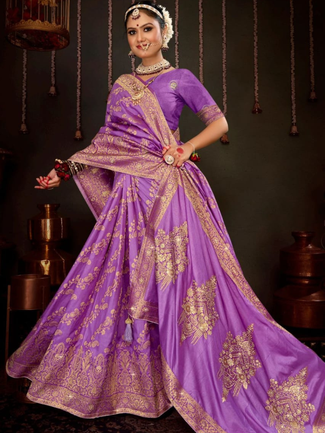 Swarovski Splendor Soft Dola Saree with Heavy Jharkan and Opulent Pallu