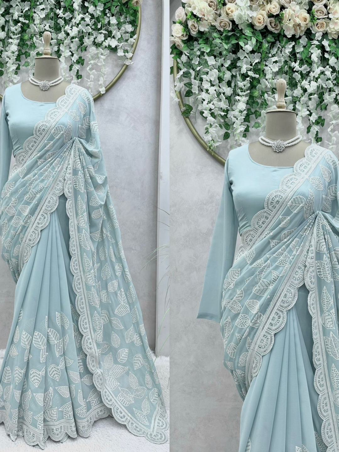 Emira Faux Georgette with Thread Sequin Saree