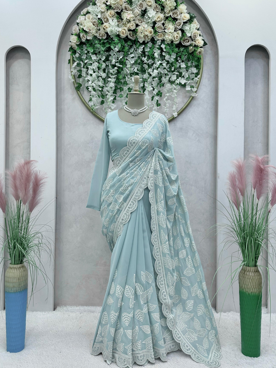 Emira Faux Georgette with Thread Sequin Saree