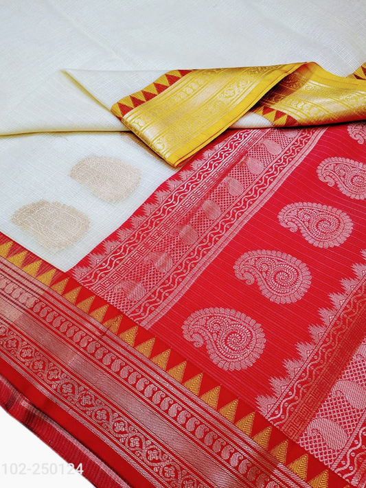 Luxurious Cotton Zari Kota Weave Banarasi Saree