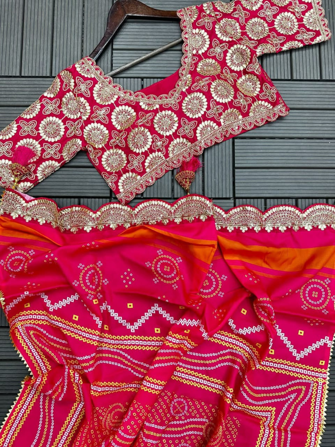 Chinon Muslin Silk Embroidery Work Digital Print Lehenga Choli