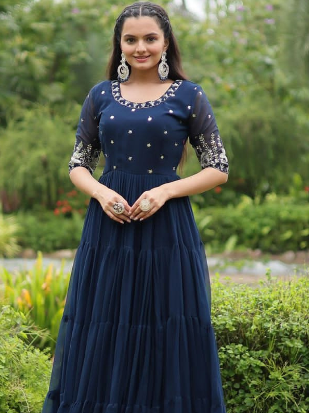 Embroidered Flared Ethnic Dress