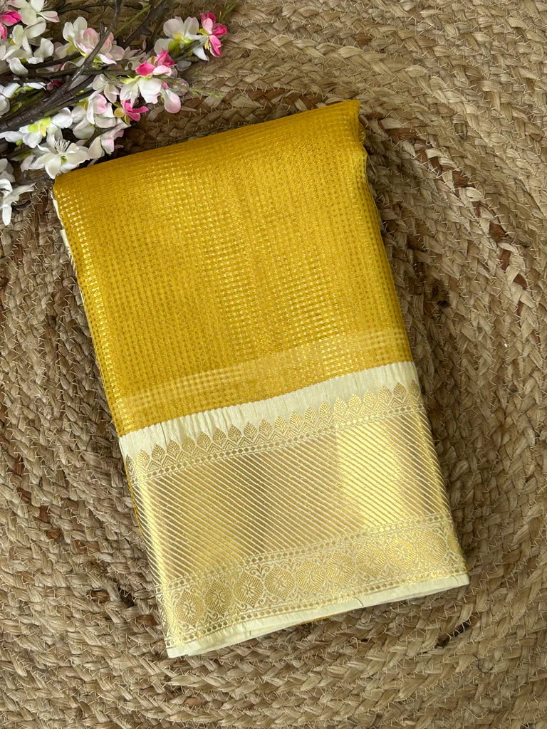 Golden Glow Tissue Silk  Bridal Saree Premium